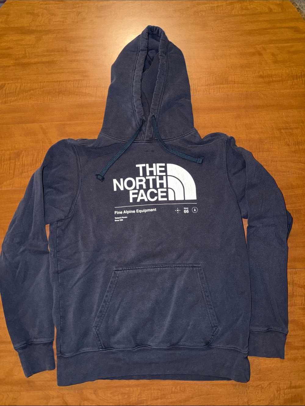 The North Face Navy Blue Sweatshirt Hoodie with White Logo